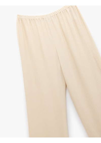 Koton Beli Lastikli Bürümcük Düz Paça Pantolon Bej 5sal40128ıw Ekru