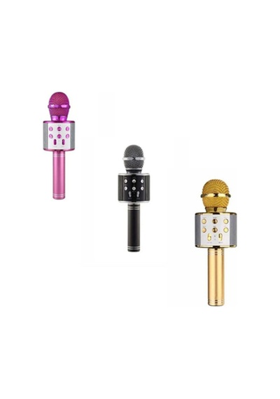 Ws-858 Karaoke Mikrofon Bluetooth, Usb, Hafıza Kartı Ve Aux Girişli Metalik Sarı & Metalik