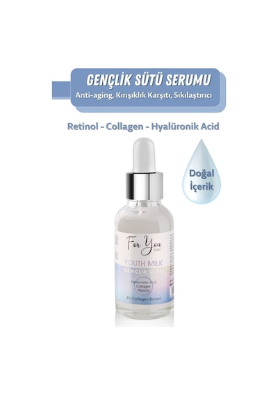 Gençlik Sütü Cilt Bakım Serumu, Anti-aging, Yaşlanma Karşıtı, Retinol-collagen-hyaluronic Acid 30 Ml