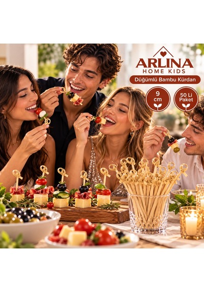 Düğümlü Bambu Sunum Kürdan 9 Cm 50'li Paket