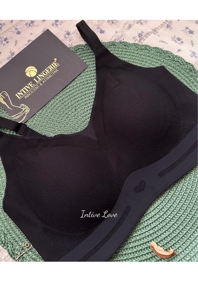 Intive Pureform Balensiz Dikişsiz Kopçasız Dokulu Seamless Bralet Siyah