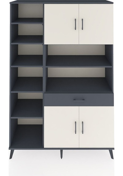 Hyperion Dolap 10 Raflı Tek Çekmeceli 4 Kapaklı 132x44x195 Antrasit-aytaşı/antrasit Aytası/antrasıt - Antrasıt Hyperion Dolap 10 Raflı Tek Çekmeceli 4 Kapaklı 132x44x195 Antrasit-aytaşı/antrasit Aytası/antrasıt - Antrasıt
