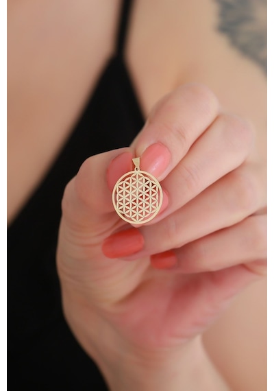 Bayar Gold 14 Ayar Altın Yaşam Çiçeği Kolye Ucu 1,7 Cm Sarı Altın