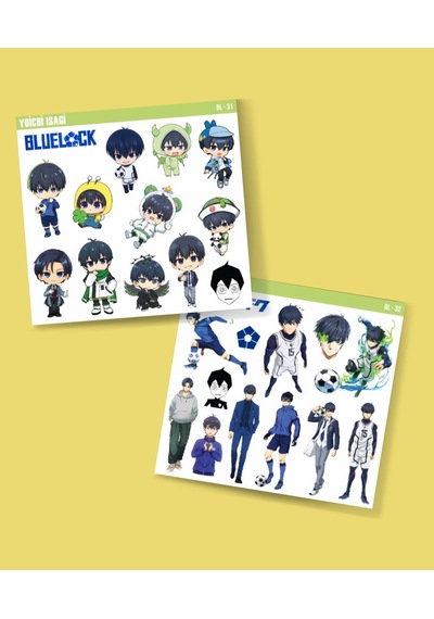 Bluelock- Yoichi Isagi -futbol Anime Telefon Sticker Seti Parlak Kağıt 2 Li - Blue Lock Mavi