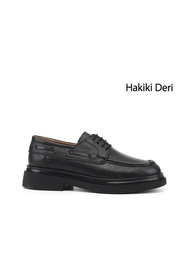 Gönderir Erkek Siyah Floter Bağcıklı Hakiki Deri Ayakkabı Ddma73542945
