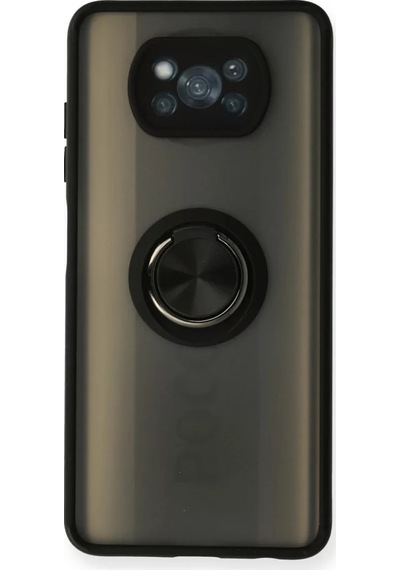 Newface Xiaomi Pocophone X3 Kılıf Montreal Yüzüklü Silikon Kapak - Siyah