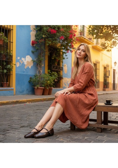 Aska Shoes Shoes Günlük Tokalı Babet 2025aska004 Rugan Kahverengi