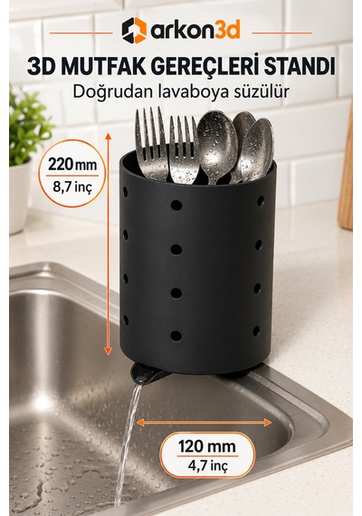 Kaşıklık Lavabo Musluklu Bulaşıklık Su Tahliyeli Entegre Mutfak Organizer Beyaz