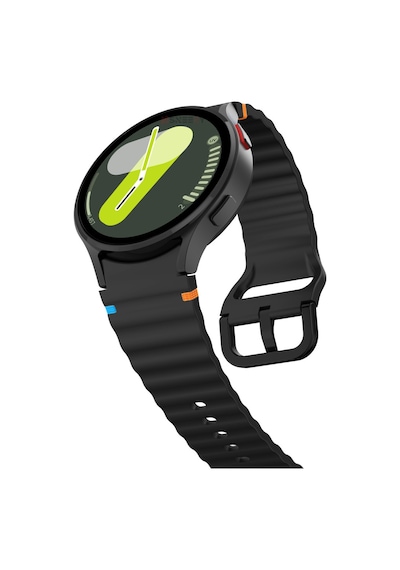 Samsung Galaxy Watch 7 40mm-44mm İle Uyumlu Metal Tokalı Dalgalı Spor Silikon Kordon