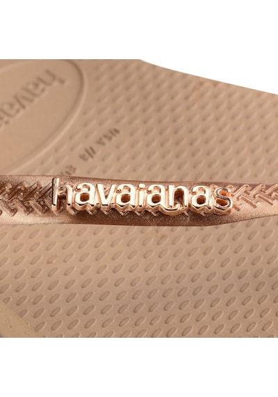 Havaianas Slım Logo Metallıc Parmak Arası Terlik 4119875 4119875 3581 Pembe Altın