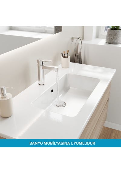 Isvea Sistema T-flat Slim İnce Formlu Lavabo 101 X 46,5 Cm Beyaz Beyaz