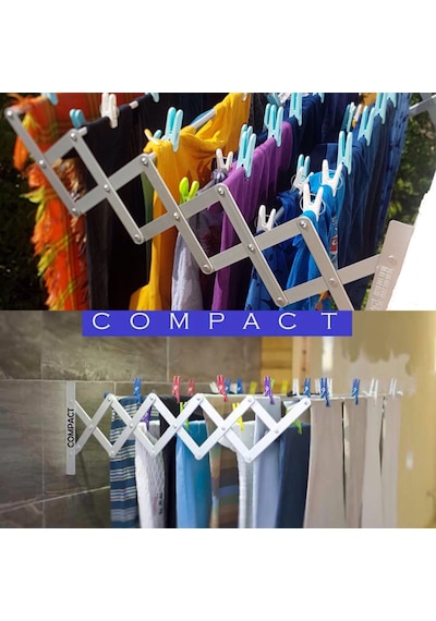 Compact Çamaşır Kurutma Askısı 100 Cm 9 Askılı Duvara Monte Gri