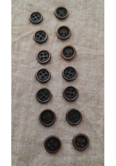 Antık Bakır Metal Düğme 8 Mm 14 Adet