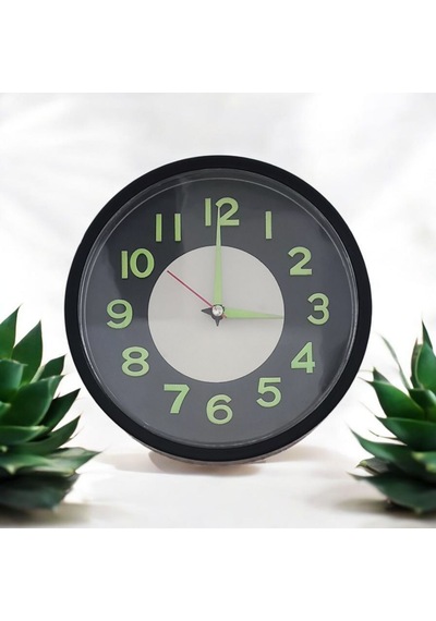 Fosforlu Kabartma Rakam Küçük Çocuk Odası Siyah Duvar Saati Çap 22 Cm Siyah