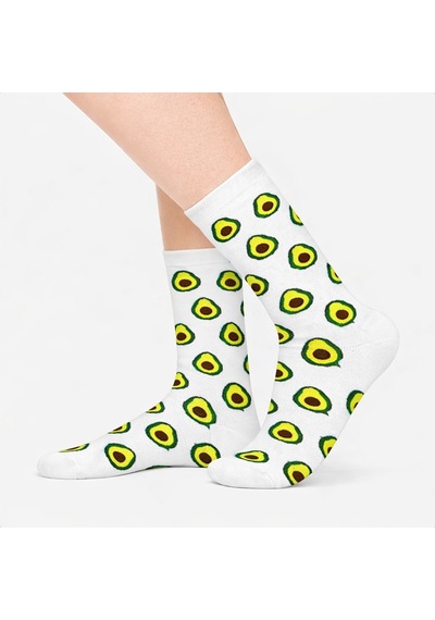 Carnaval Socks Beyaz Avokado Desenli Renkli Çorap Çok Renkli