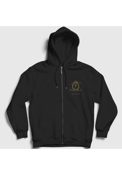 Presmono Unisex Keyhole Fall Out Boy Fermuarlı Kapüşonlu Sweatshirt Siyah