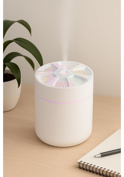 Busstier Led Işıklı Mini Aroma Difüzör Beyaz Usb Hava Nemlendirici Sessiz Çalışan Taşınabilir Nem Makinesi Mas