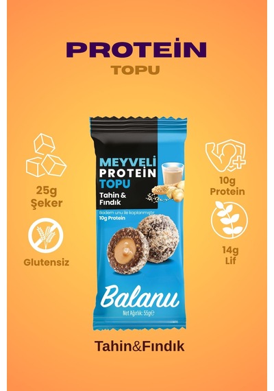 Meyveli Tahinli & Fındıklı Protein Topları 55gr X3 Adet