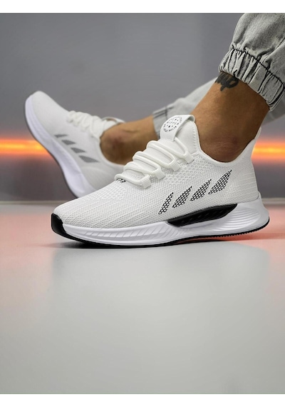 Wipper Ultra Hafif Triko Sneaker - Nefes Alan Ortopedik Poli Taban Büyük Numara Yazlık Spor Ayakkabı Beyaz