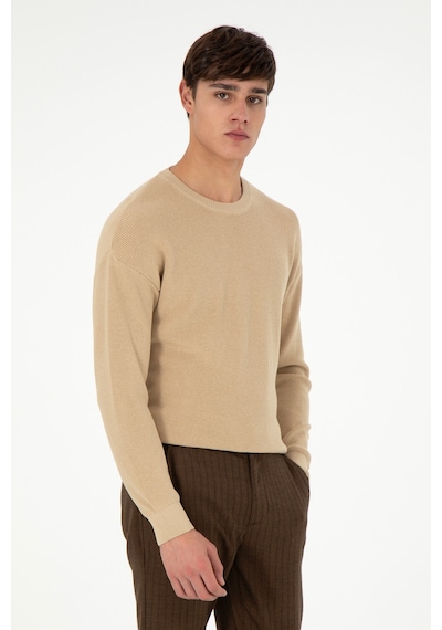 U.S. Polo Assn. Erkek Regular Fit Bisiklet Yaka Kum Basic Kazak 50298267-VR085
