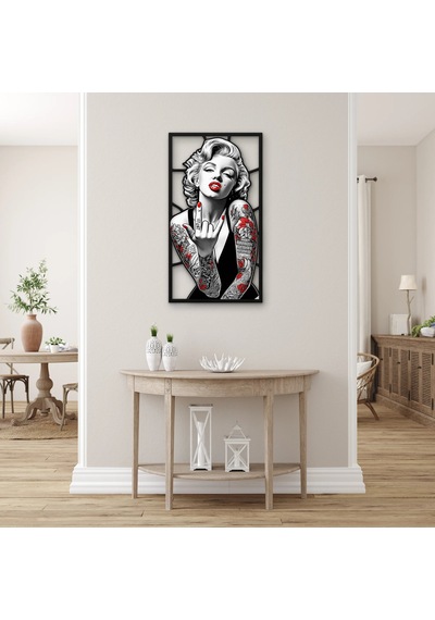 Dövmeli Sarışın Pop İkon - Metal Tablo - Dec0321 36 X 65 Cm Çok Renkli