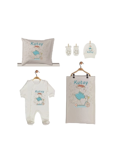 Pia Baby Gl 1926-02 İsme Özel Beşli Tulum Set Mavi