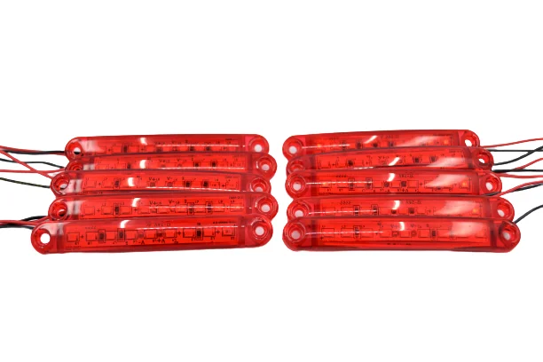 12 Volt 9 Ledli Dekoratif Oval Kırmızı Led Lamba - 10 Adet