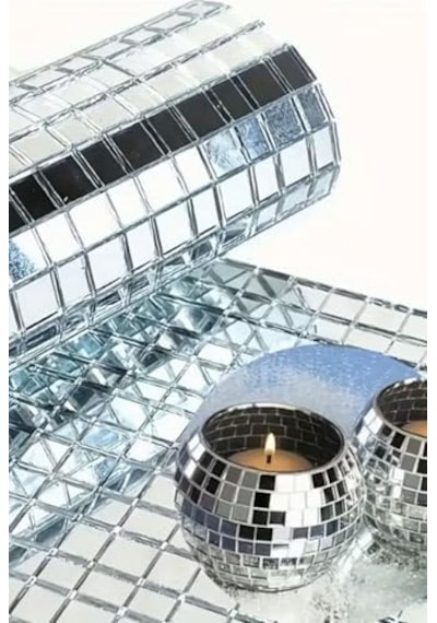 Kare Silver Cam Mozaik Fayans Çıkartmaları Kendinden Yapışkanlı Aynalı, Pra-13113458-7030