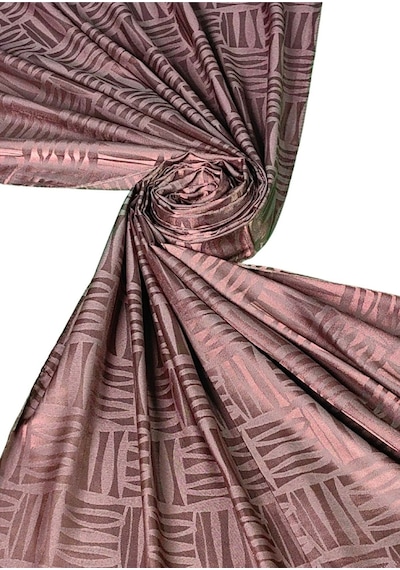 Mim Eşarp İpeksi Dokulu Jakarlı Geometrik Desenli Şal 75x190 Cm Koyu Gül Kurusu
