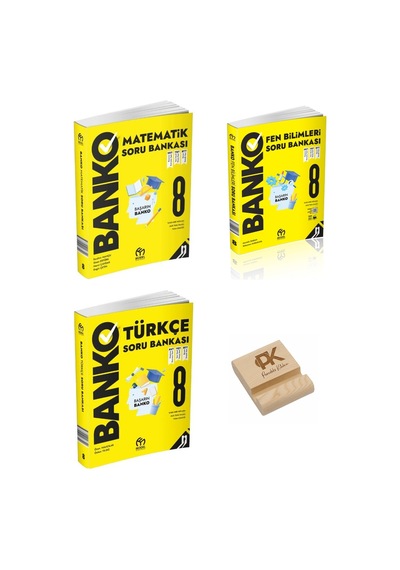 Model Eğitim Lgs 8. Sınıf Banko Matematik Fen Ve Türkçe Soru Bankası 3lü Set + Telefon Standı