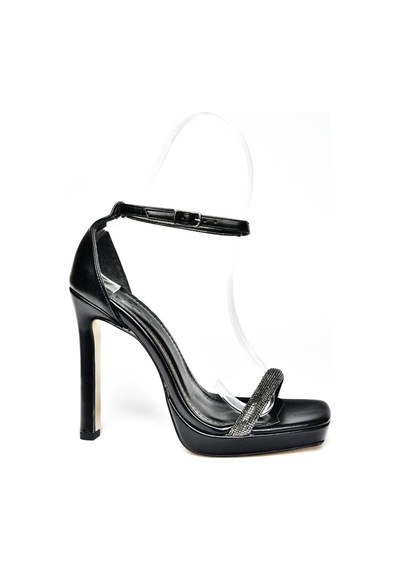 Fox Shoes P569112359 Siyah Metalik Kumaş Tek Bant Taşlı Ayakkabı Siyah