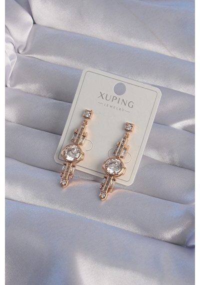 Mey İthalat Xuping Rose Renk Zirkon Taşlı Geometrik Sallantılı Küpe Diğer