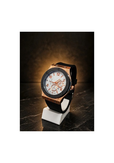Ter Tutmayan Silikon Kordon Erkek Kol Saati Siyah-rose-beyaz - 886326451 Rose Gold