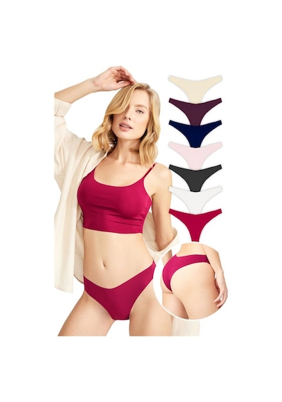 Cottonhill Basic İz Yapmayan Lazer Kesim Brezilya Külot 7'li Paket - 2 Renkli-10 Çok Renkli