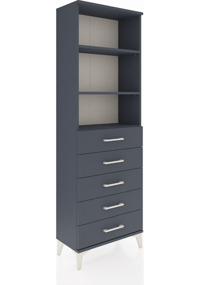 Arges Dolap 3 Raflı 5 Çekmeceli 60x30x182 Antrasit-antrasit Antrasit