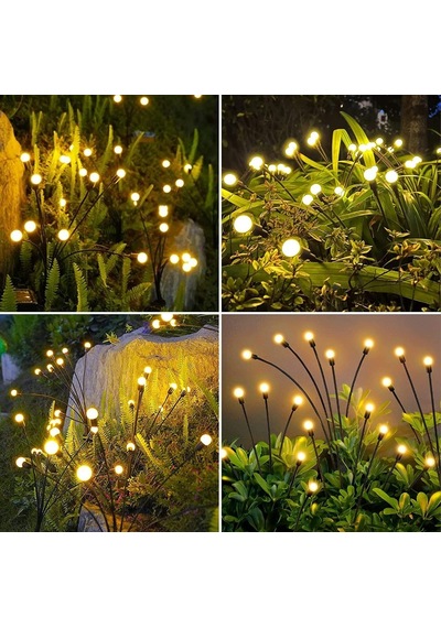 2'li Güneş Enerjili 70 Cm Firefly Bahçe Lambası 8 Led Aydınlatma Dekoratif Solar Dış Mekan Balkon Yürüyüş Yolu 13372804