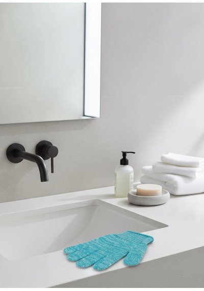 2 Li Banyo Kese Peeling Eldiven Seti Turkuaz Turkuaz