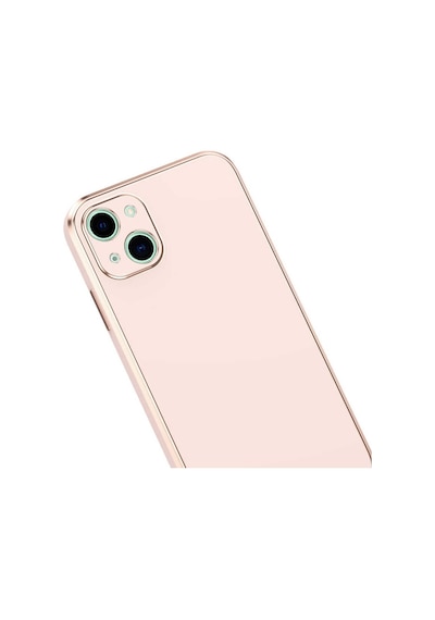 Apple Uyumlu iPhone 14 Plus Kılıf Zore Kenarı Gold Renk Silikon Bark Kapak