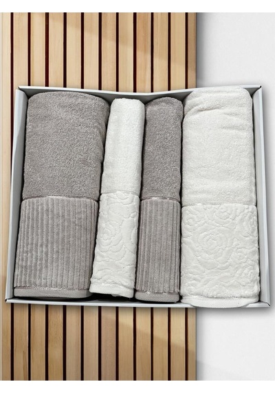 Sevgi Hamam Takımı 4 Parça Krem - Bej Çok Renkli