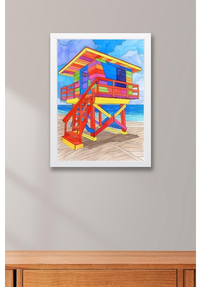 Renkli Cankurtaran Kulubesi Çerçeveli Tablo - Pop Art Poster Tablo