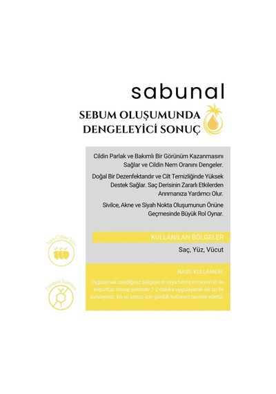 Sabunal Limon Sabunu 4 Adet - C Vitaminli Sebum Dengeleyici Cilt Sabunu