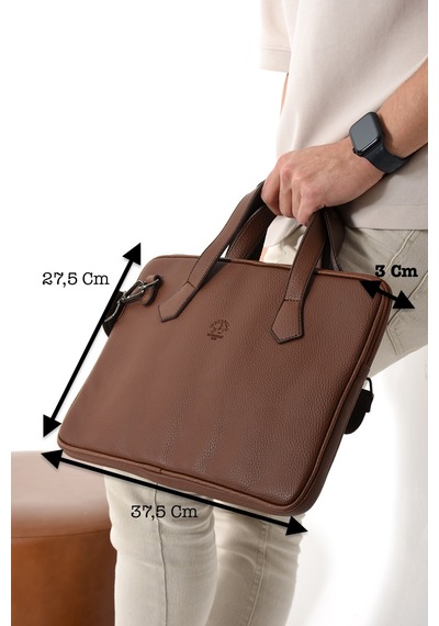 Westpolo Vegan Deri Unisex Laptop, Evrak Çantası - 6078 Taba