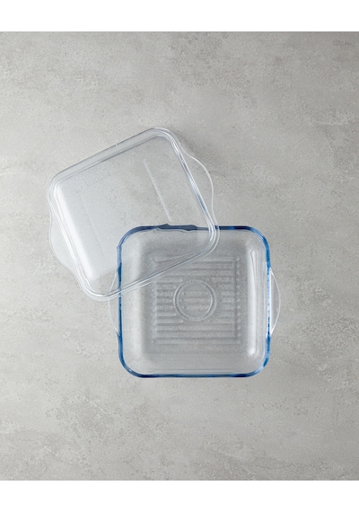 English Home Bake&serve Cam Kapaklı Kare Izgaralı Fırın Kabı 24 X 21,2 Cm Şeffaf Şeffaf