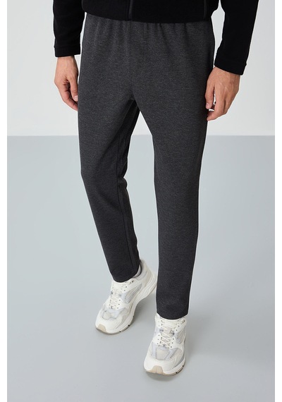 TOMMYLIFE Antrasit Melanj Yüzeyi Dokulu Standart Fit Erkek Eşofman Alt - 82155 Antrasit - Melanj