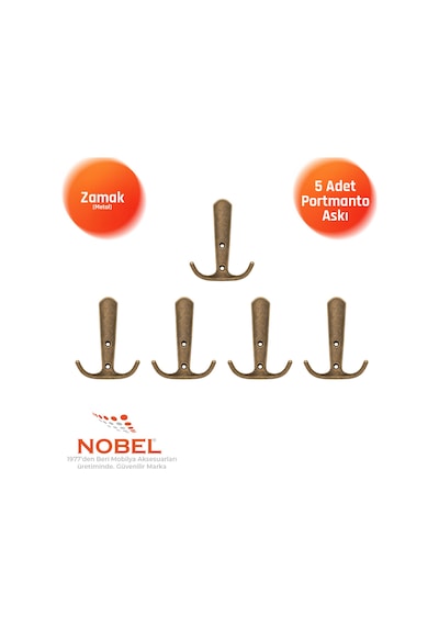 Focus Portmanto Askısı, Metal Vestiyer Askısı, Anti K Sari, Duvar Ve Dolap Askılığı 5'li Set Vidalı