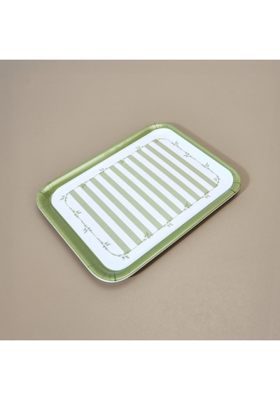 Kitchen Blad Tepsi - Yeşil / Beyaz - 27x21 Cm Çok Renkli