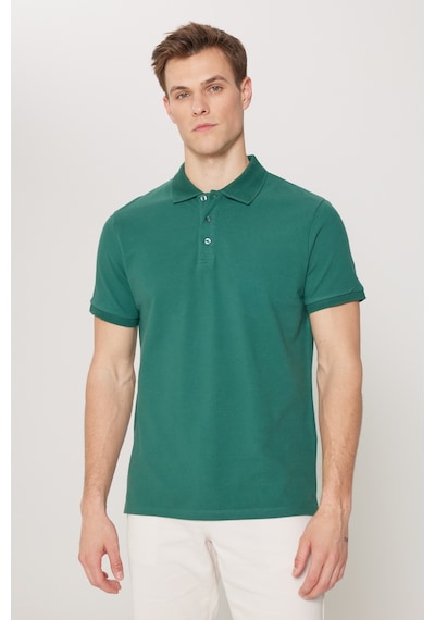 Ac&Co / Altınyıldız Classics Erkek Koyu Yeşil Slim Fit Dar Kesim Polo Yaka Kısa Kollu Tişört 4A4820200001Kyls Yeşil