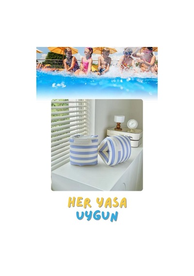 Mavi Çizgi Desen Her Yaşa Uygun Yürüyen Kolluk, Şişme Deniz Havuz Yüzme Kolluğu, Yüzme Ekipmanları