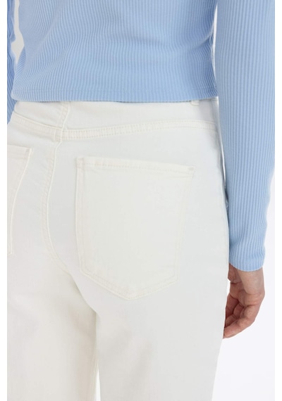 Defacto Culotte Yüksek Bel Paça Ucu Kesik Crop Jean Pantolon B5012AX24SM Ekru
