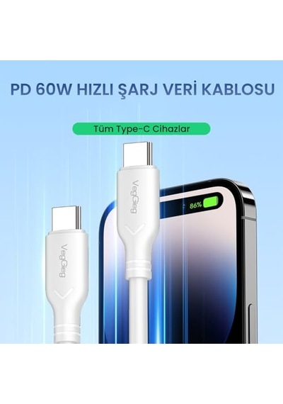 60w Type-c To Type-c Hızlı Şarj Ve Data Kablosu 1.2 Metre Diğer